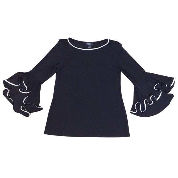 MSK Black Embellished Bell Sleeve Top Size S Women’s Dressy Blouse Elegant Chic - Picture 3 of 9